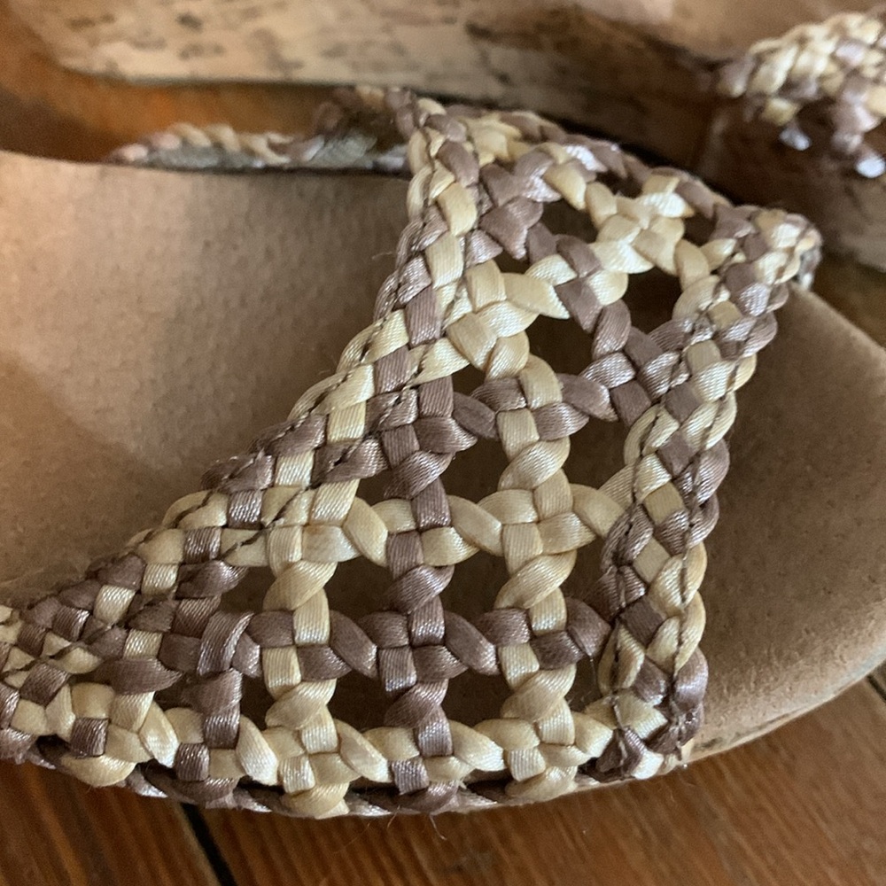 Toms Cork Heeled Ribbon Peep Toe Wedges - Picture 3 of 9